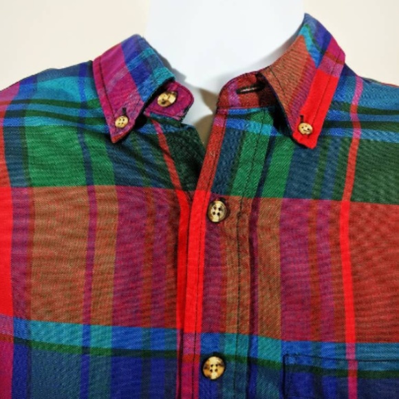 Vintage Sears Roebuck Red Plaid Button Down Shirt - Picture 1 of 6